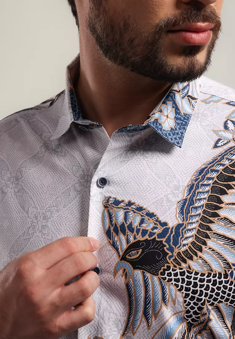 MOC - Kemeja Batik Pria Lengan Panjang Nurras - Blue