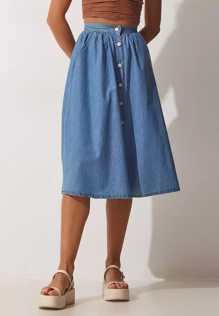 denim skirts midi