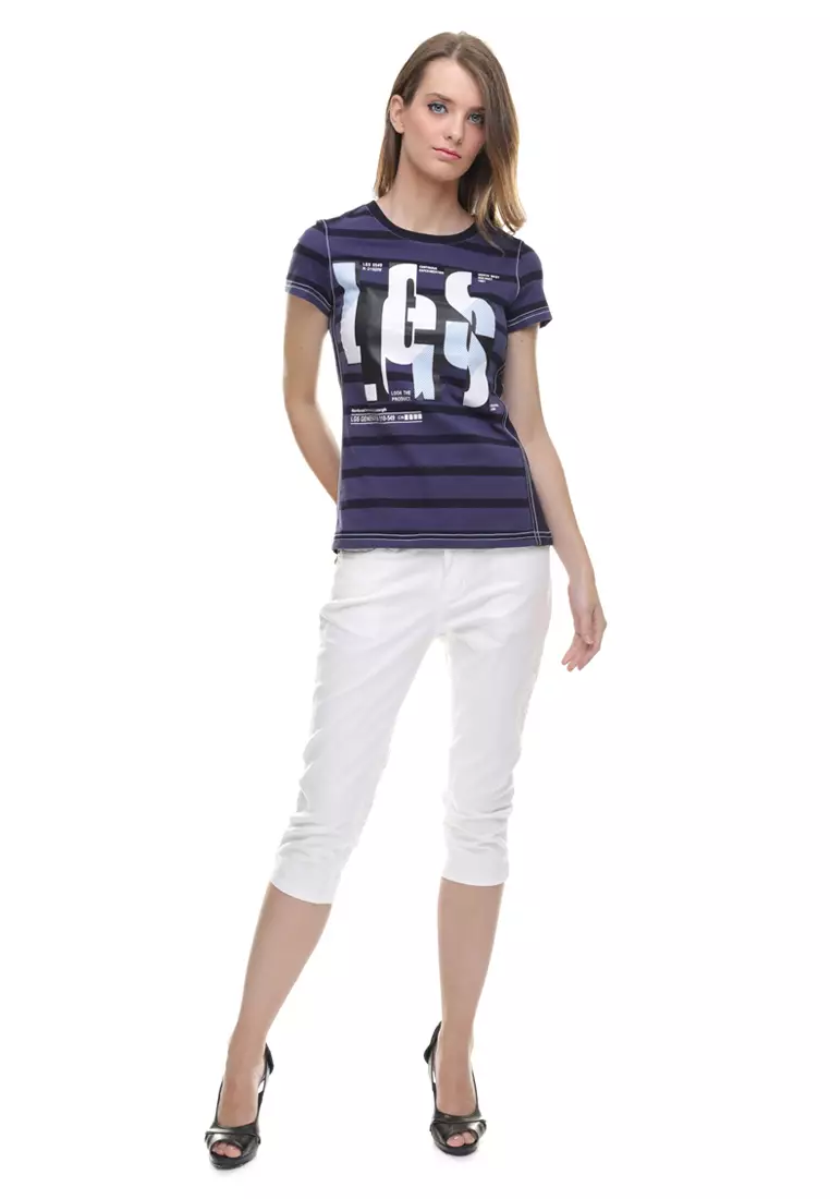 LGS - Regular Fit - Kaos Wanita - Garis - Logo - Ungu