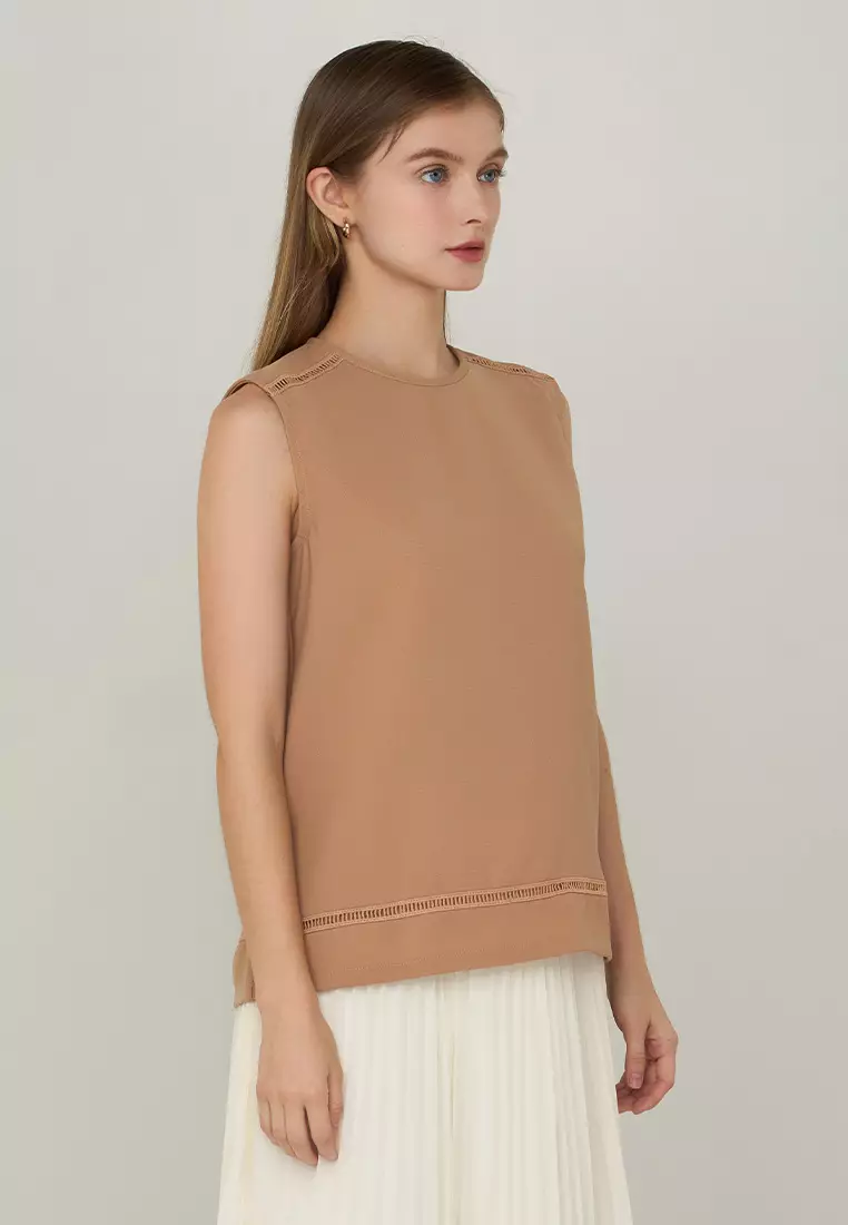 Ruella Sleeveless Top with Lace Trimming