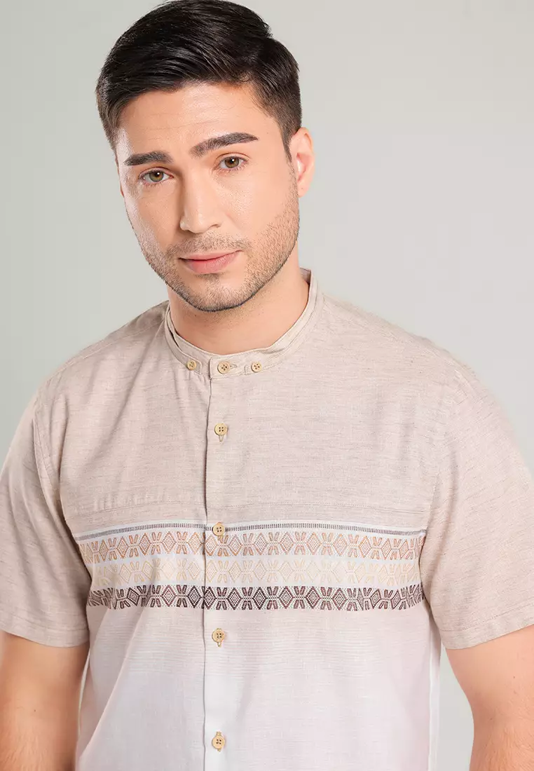 MOC Kemeja Koko Lengan Pendek Pria Riyadh B - Khaki