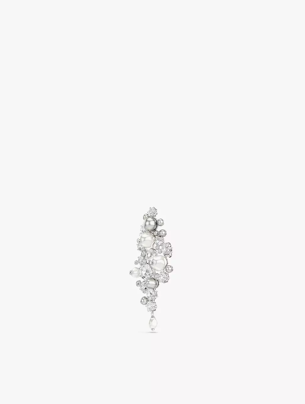 Constella brooch, Crystal pearl, Round cut, White, Rhodium plated