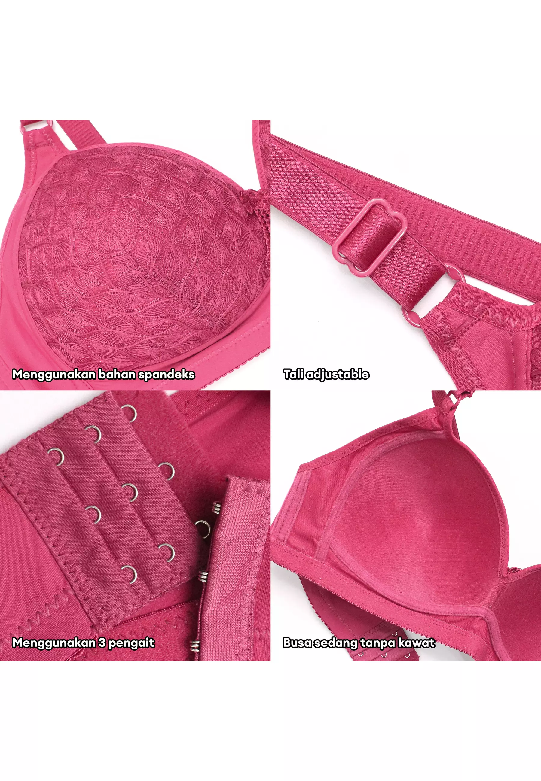YouHave ( You've ) BH Bra Jumbo Wanita Tanpa Kawat Cup D Jumbo Motif Depan Brukat Beha Be Ha Besar Woman Women 100216