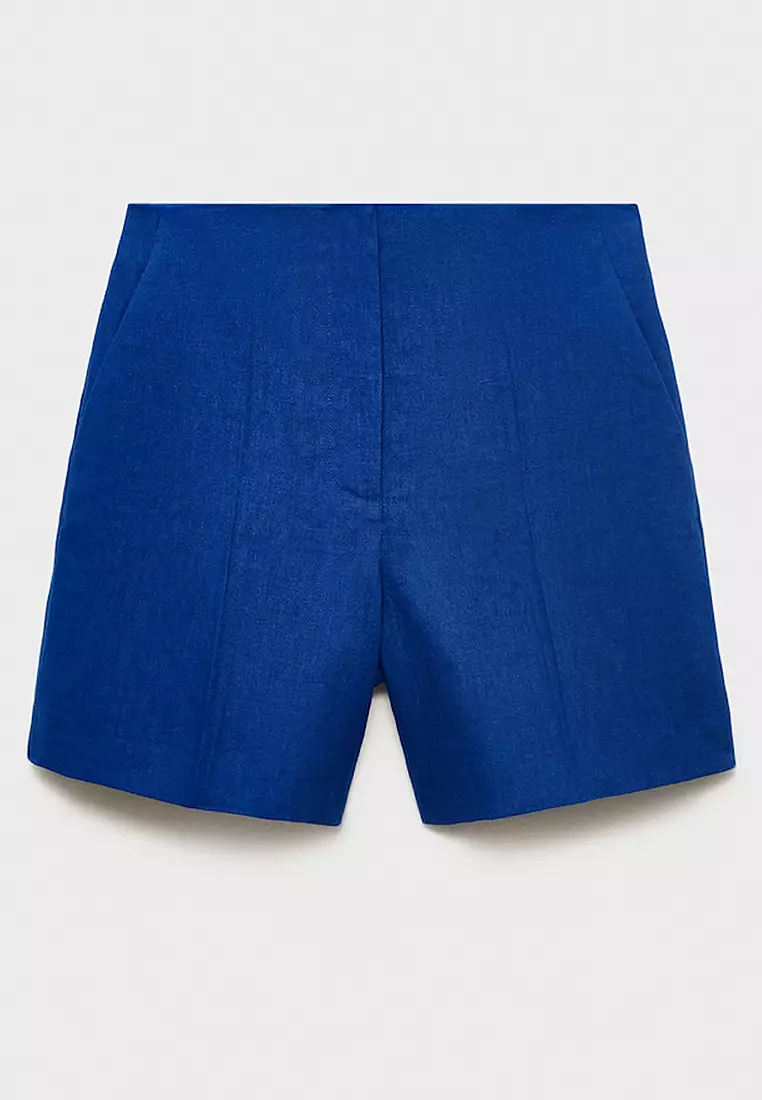 Straight Mid-Rise Linen Shorts
