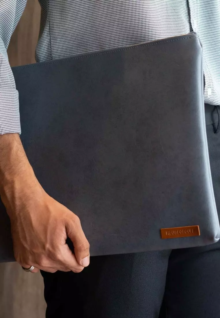 Houseofcuff Clutch Pria Tas Tangan Unisex Abu-Abu Model Polos Zipper