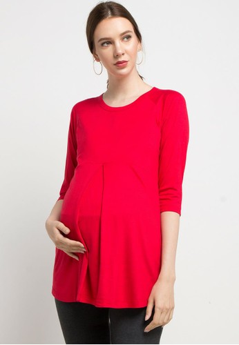 Jual La Karina Carla O 28007 Atasan Tunik Baju Hamil Polos Red Original Zalora Indonesia