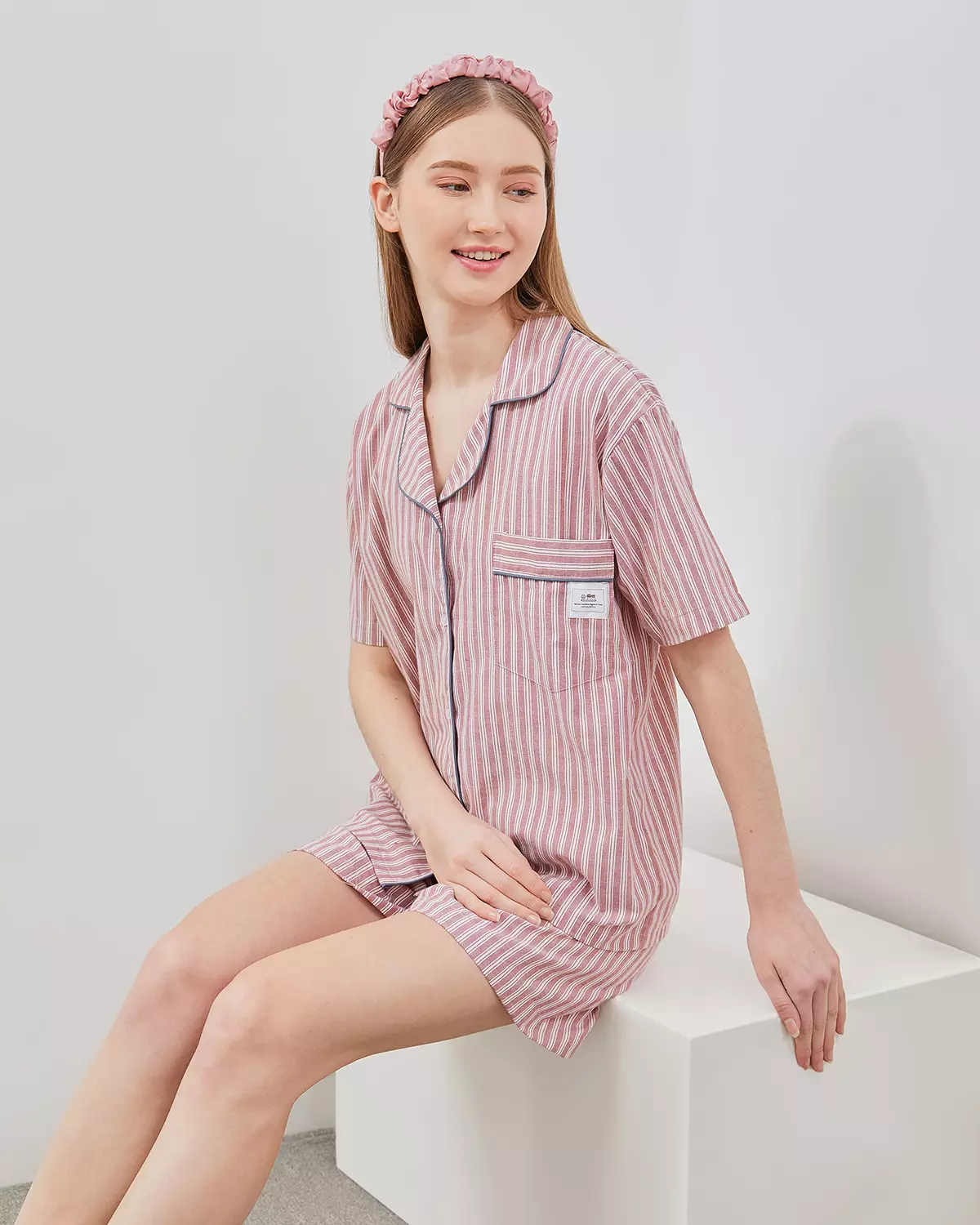 Set Piyama Katun Celana Pendek - Rose Toffe | Baju Tidur Sleepwear Wanita