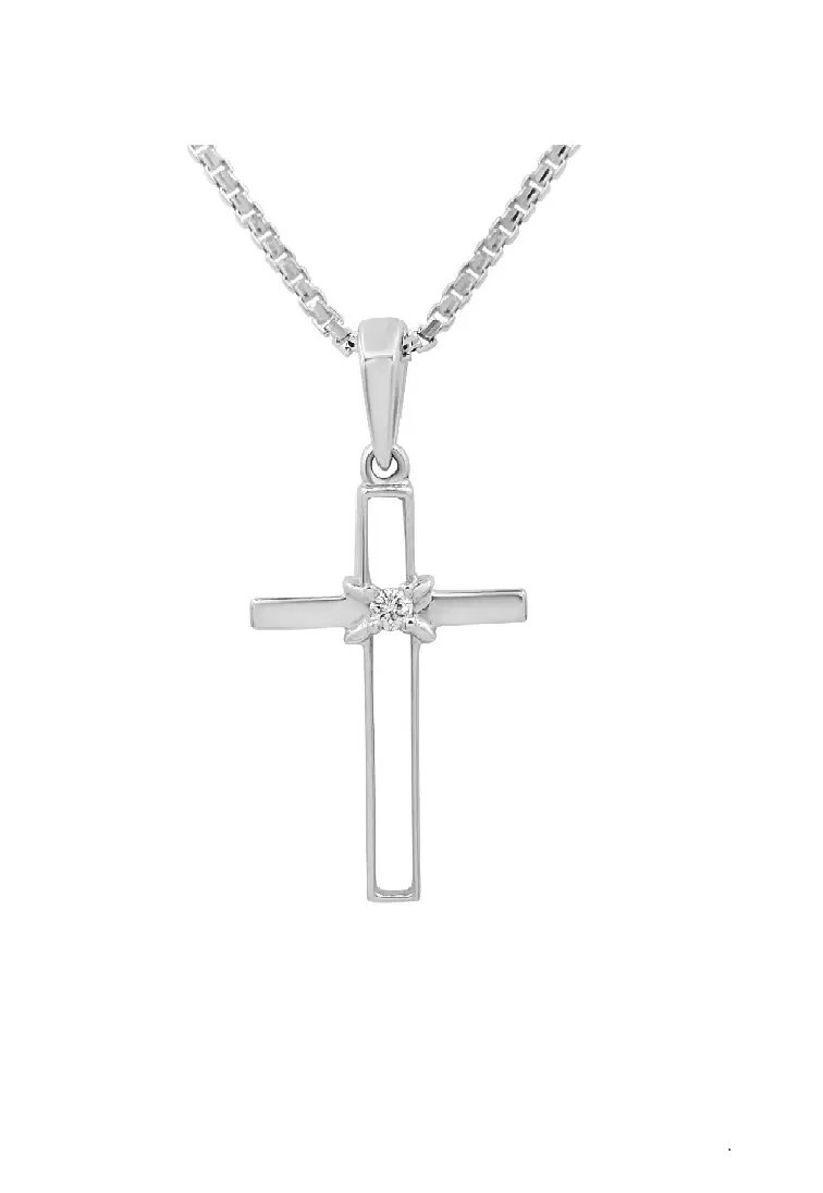 White gold cross charm sale