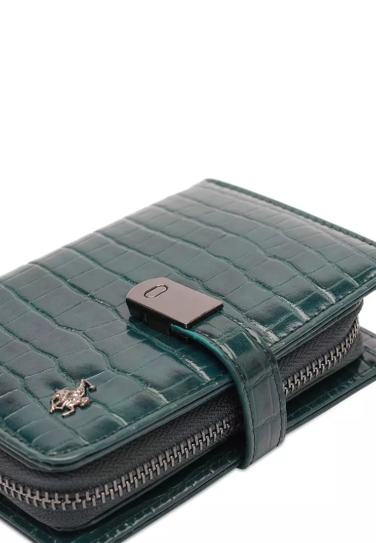 Women's Croc Wallet with Coin Compartment (Dompet Pendek Wanita) - Hijau