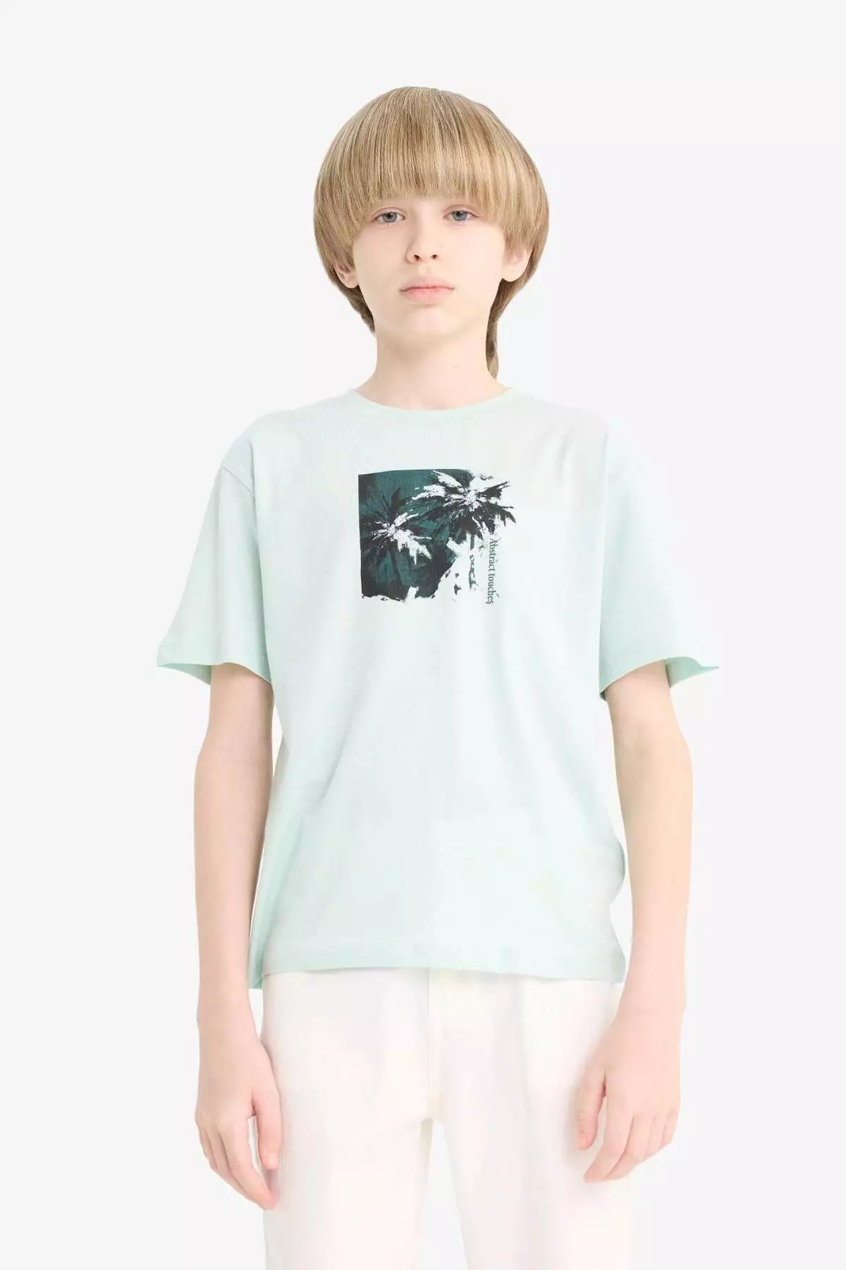Boy's Crew Neck Printed Short Sleeve T-Shirt E4168A825Sm