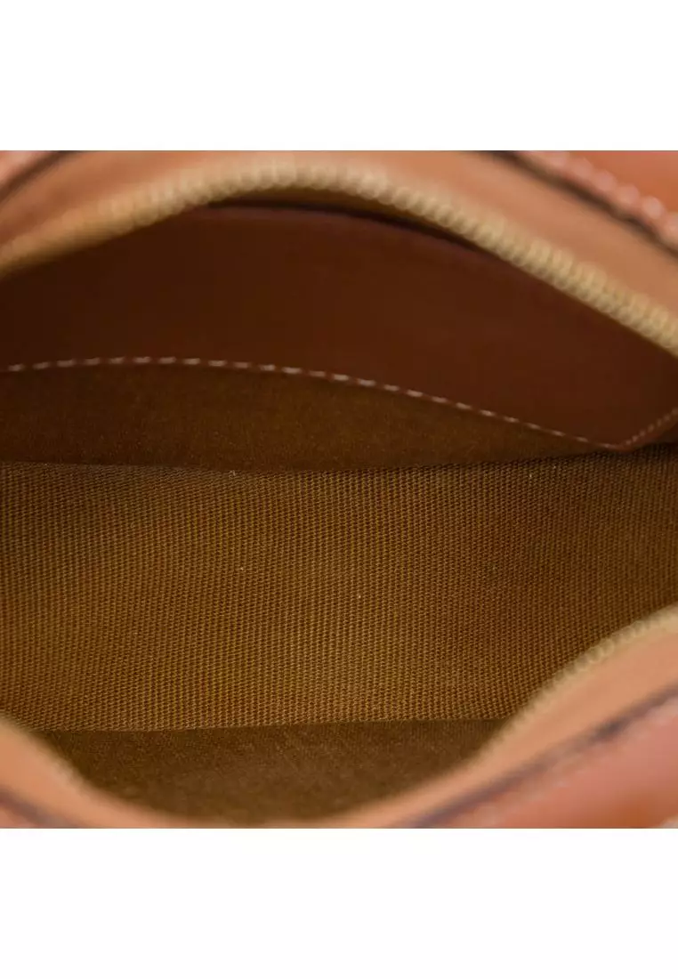Pre-Loved Celine Triomphe Coated Canvas Embroidered Round Purse On Strap