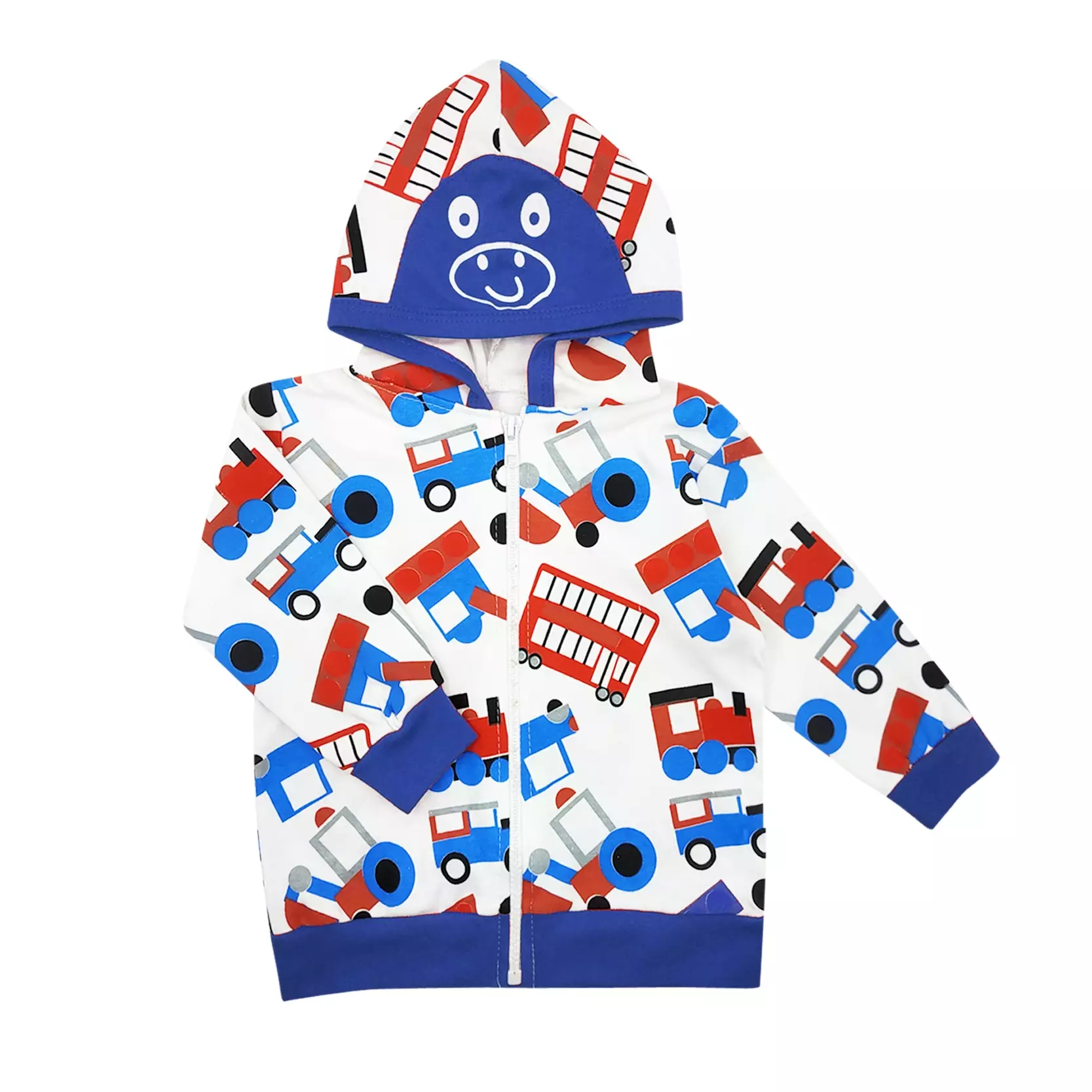 Wakakids Jaket Bayi Anak Laki Laki Usia 6 Bulan Hingga 12 Bulan Motif Bus Full Printing 3899 Biru