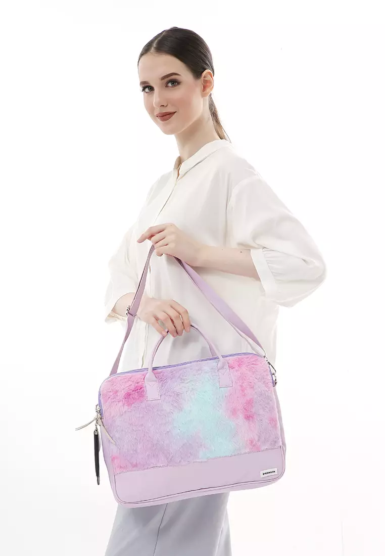 Shania Laptop SlingBag Fluffy Purple Pink With Mini Pouch -  Purple 4 Cactus