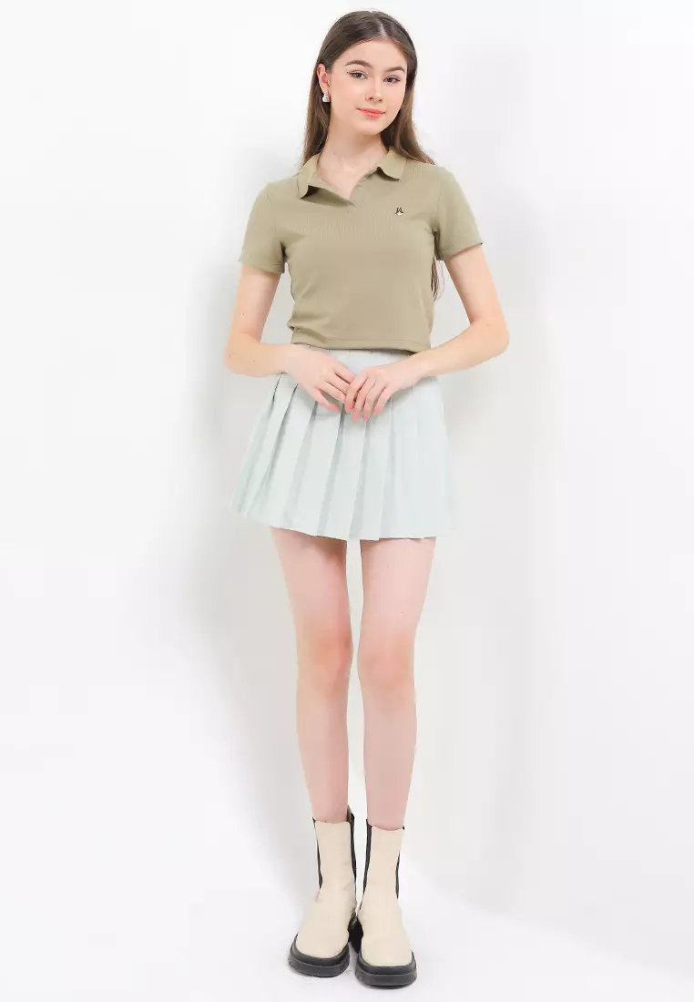 Hotty Polo Crop Ribbed Polo
