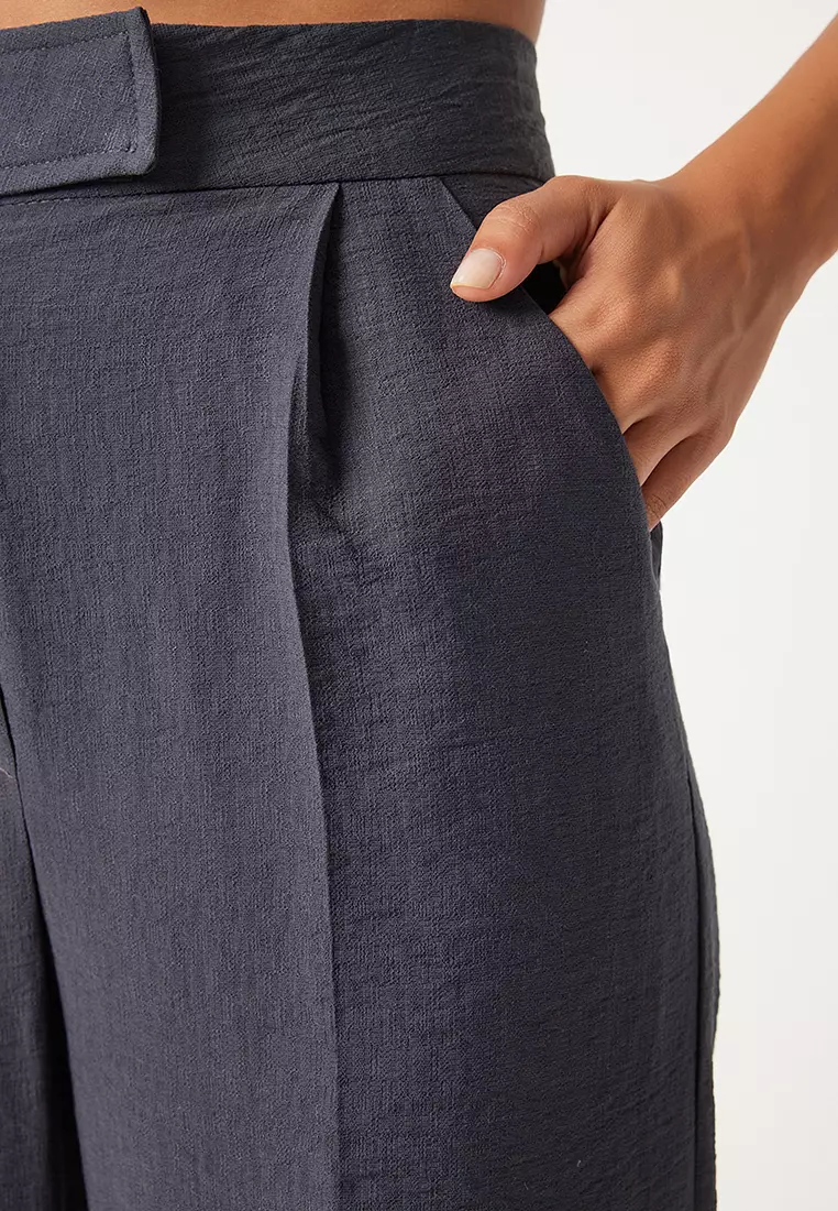 Cotton High Waist Velcro Trousers