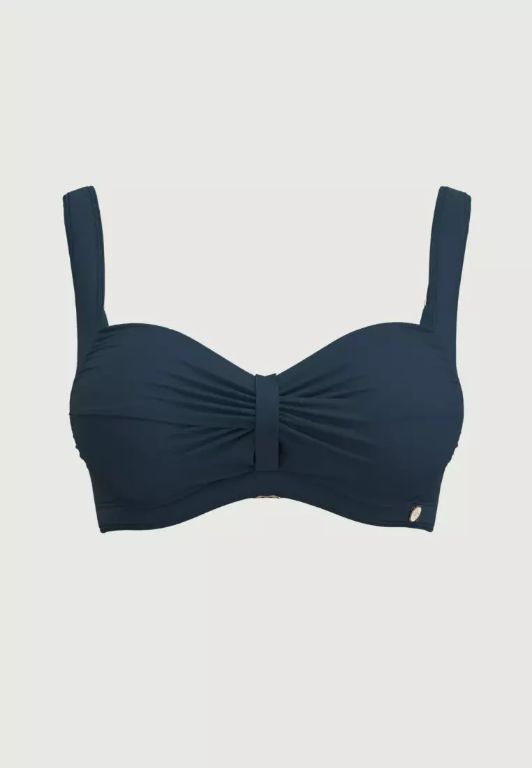 Core Solid藍色加大罩杯比基尼上衣