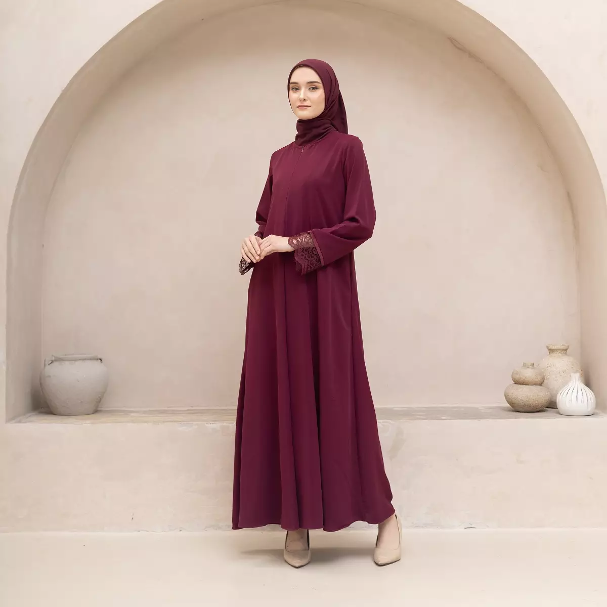 EPC Abaya Amara - Burgundy - Moonlit Elegance Series