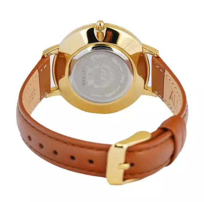 Jam Tangan Wanita ALBA Fashion AH7CD8 AH7CD8X1 Strap Leather Light Brown Dial Silver Color