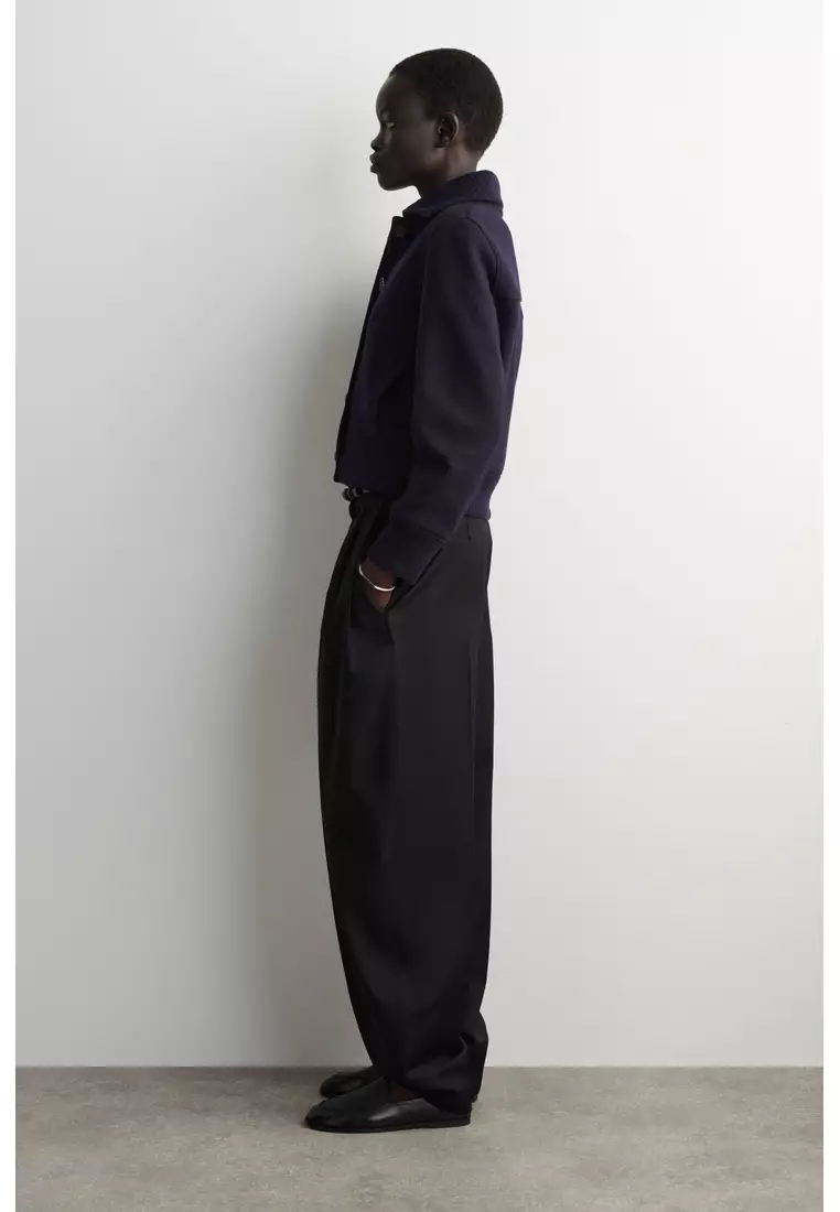 RIBBED-COLLAR BOILED MERINO WOOL JACKET