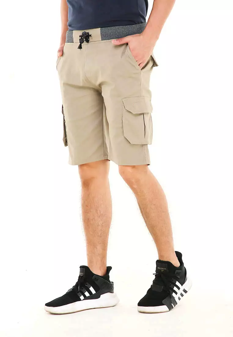 Rishham Celana Pendek Cargo Pria Button Pockets Sporty Short Pants Material Cotton ORIGINAL