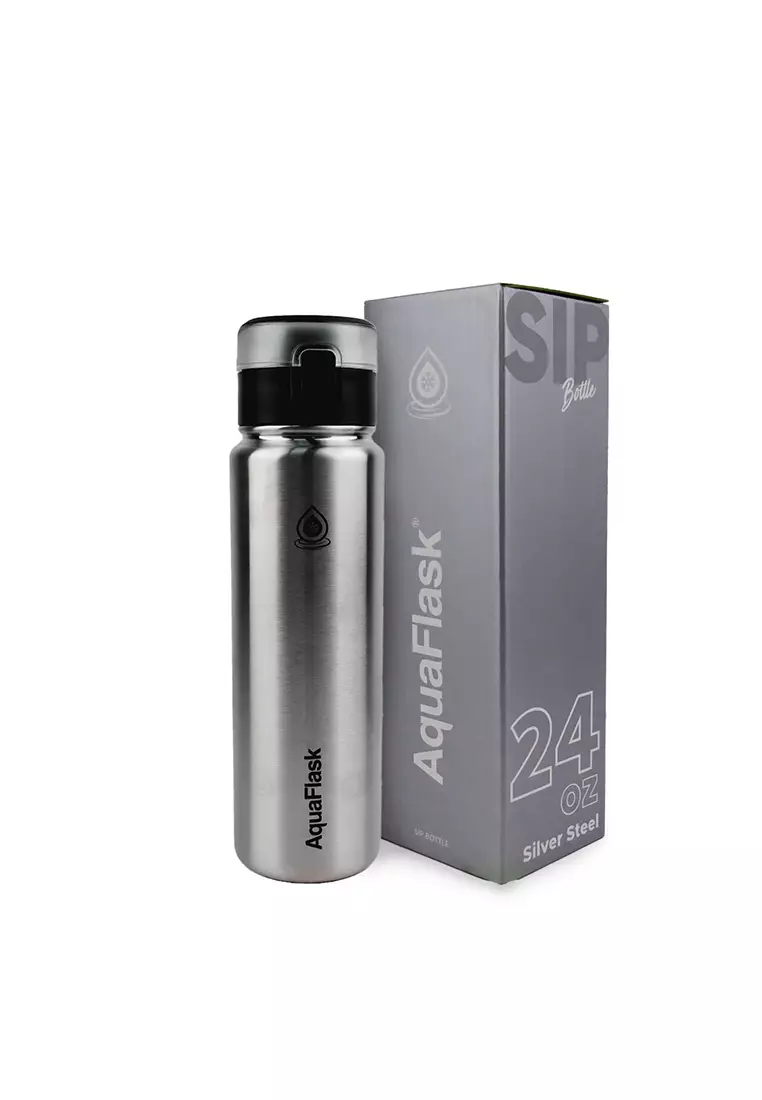 24oz Silver Steel Sip Bottle