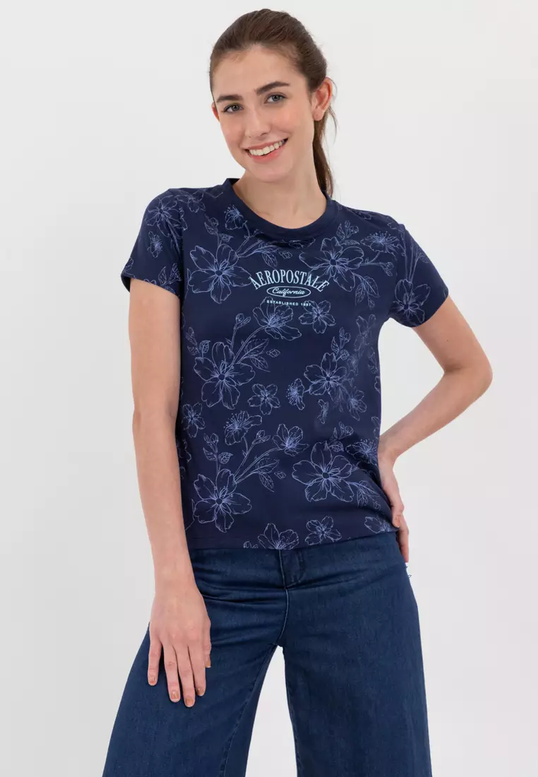 Online Exclusive Ladies All Over Print Tee Blue