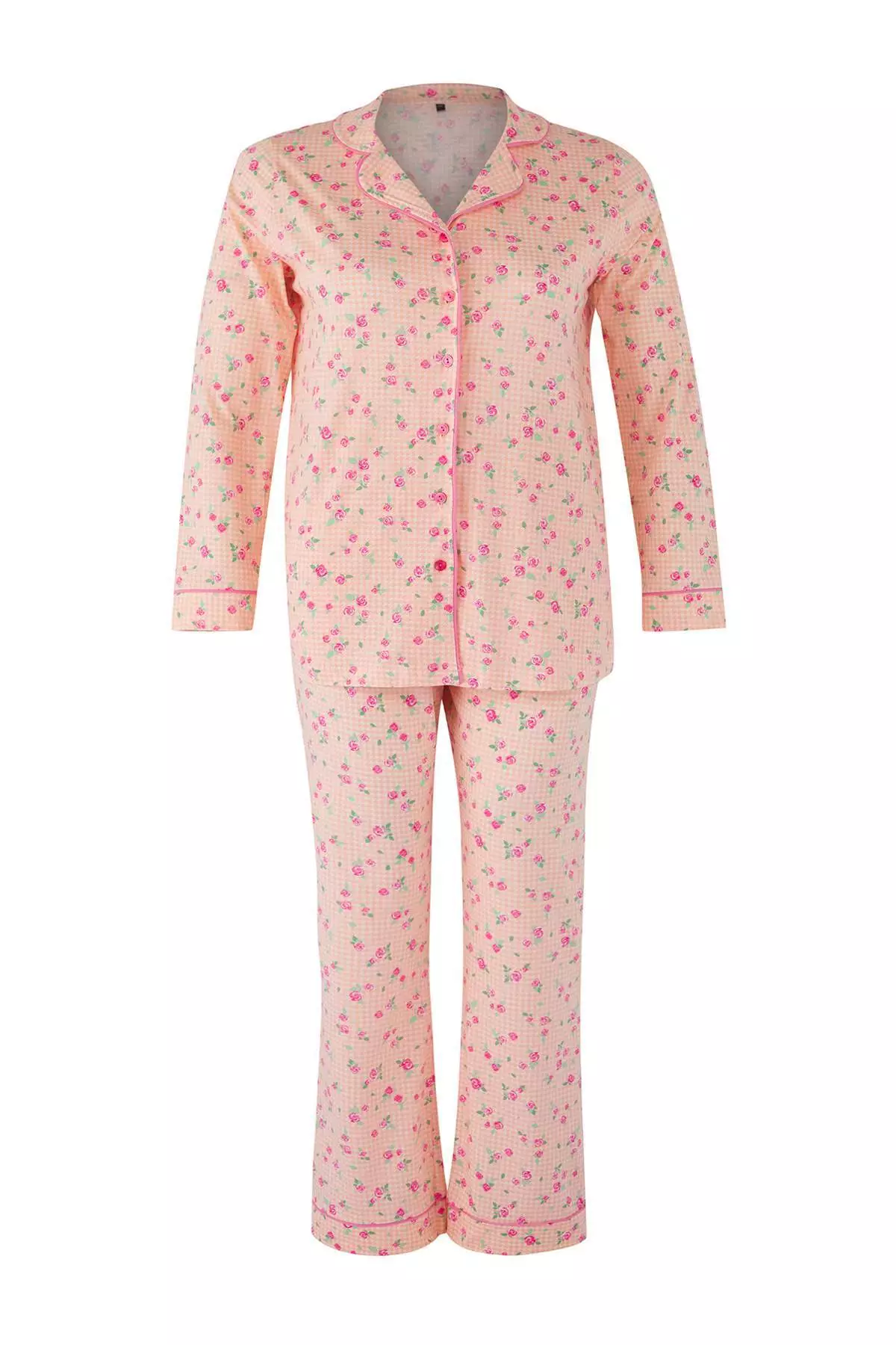 Pink 100% Cotton Floral Knitted Pajama Set Tbbaw26Ai00007
