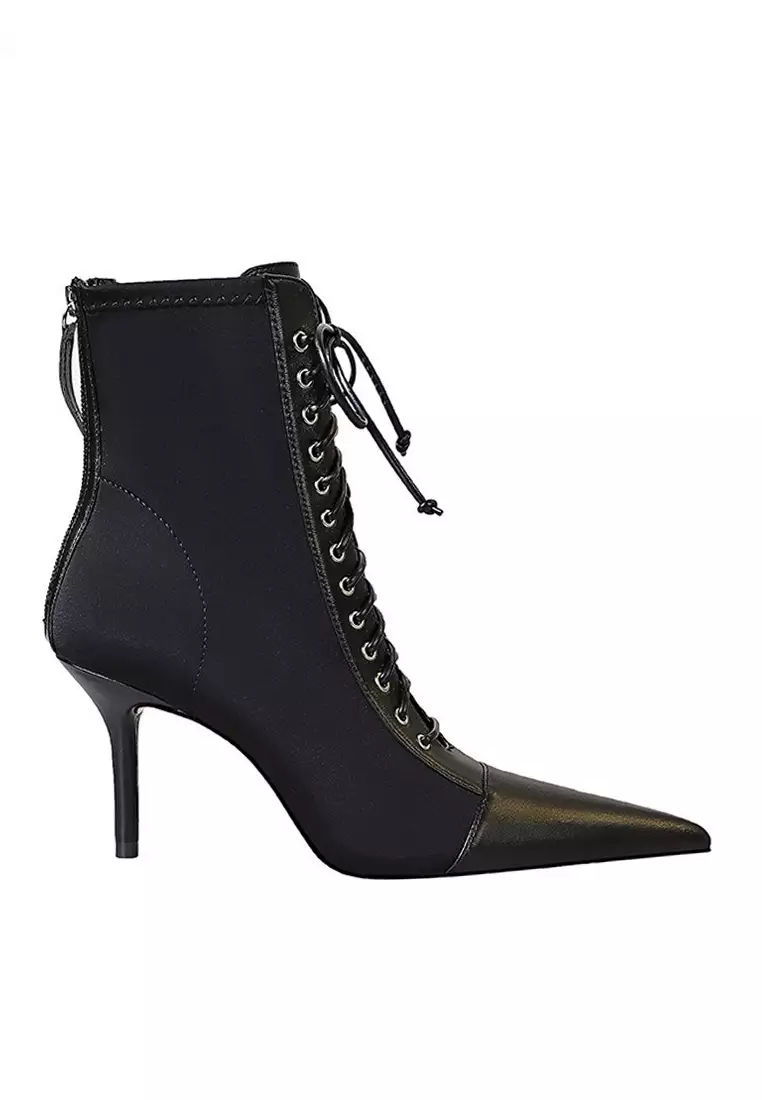 Pointed toe ankle boots lace up on sale