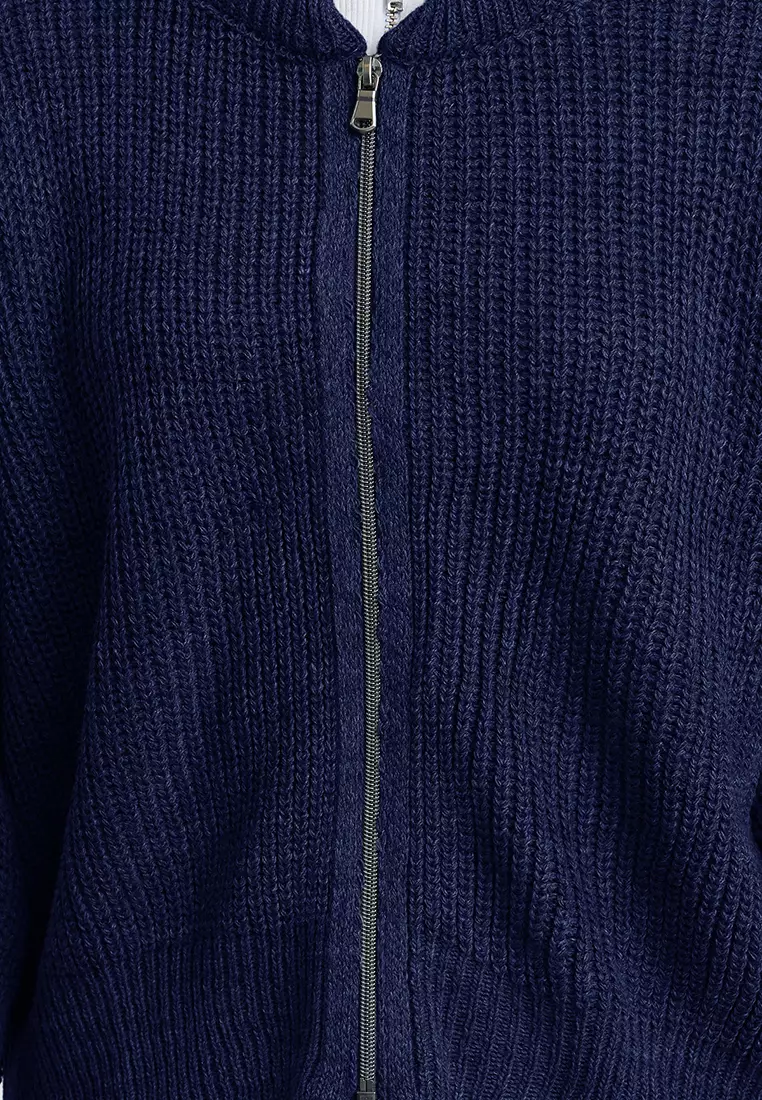 Bomber Collar Knitwear Cardigan