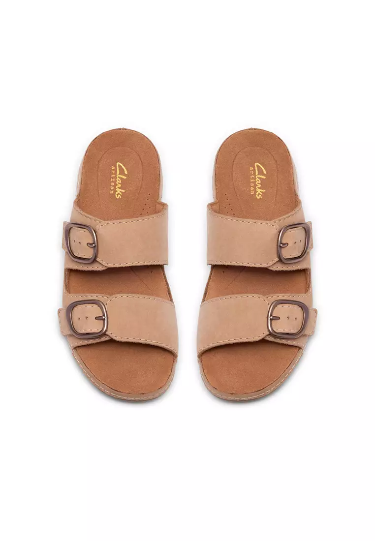 Womens Cecily Step Flat Sandals - Beige Nubuck