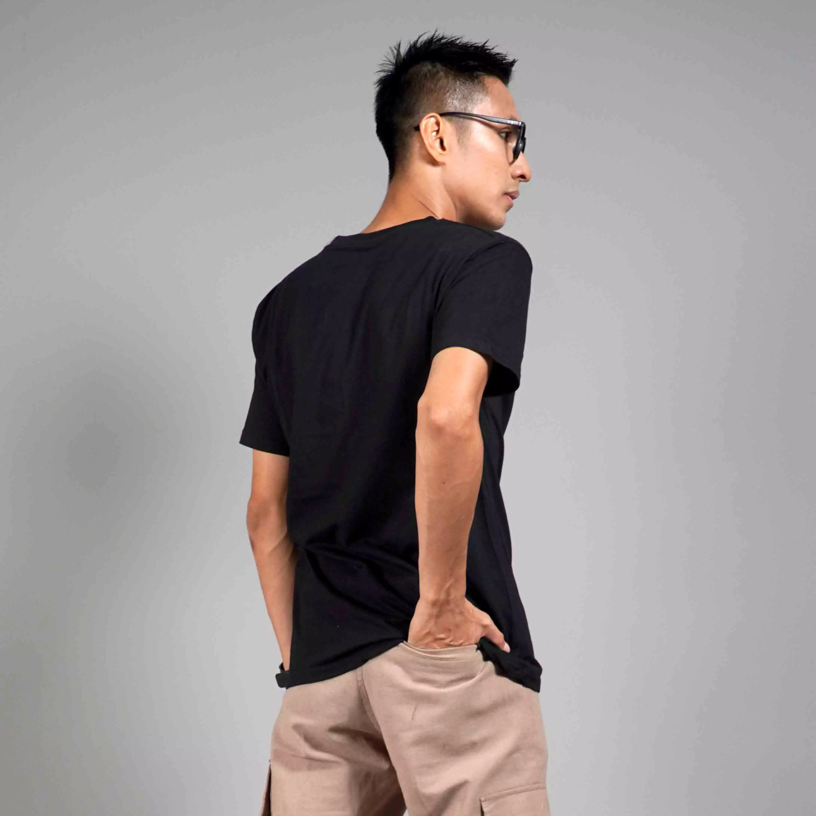  Kaos Polos Pria Lengan Pendek Basic Casual TShirt Cotton - Hitam