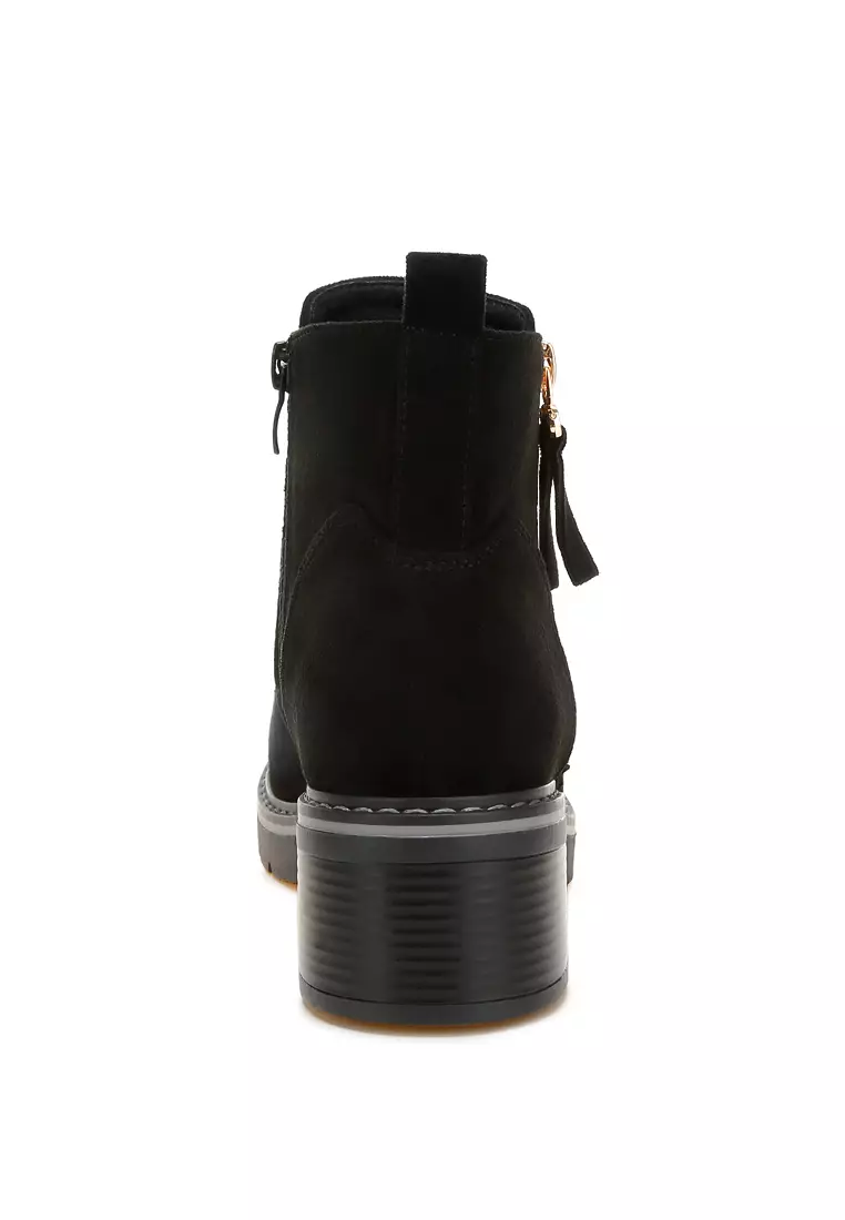 Sepatu Bot Ritsleting Microfiber Warna Hitam