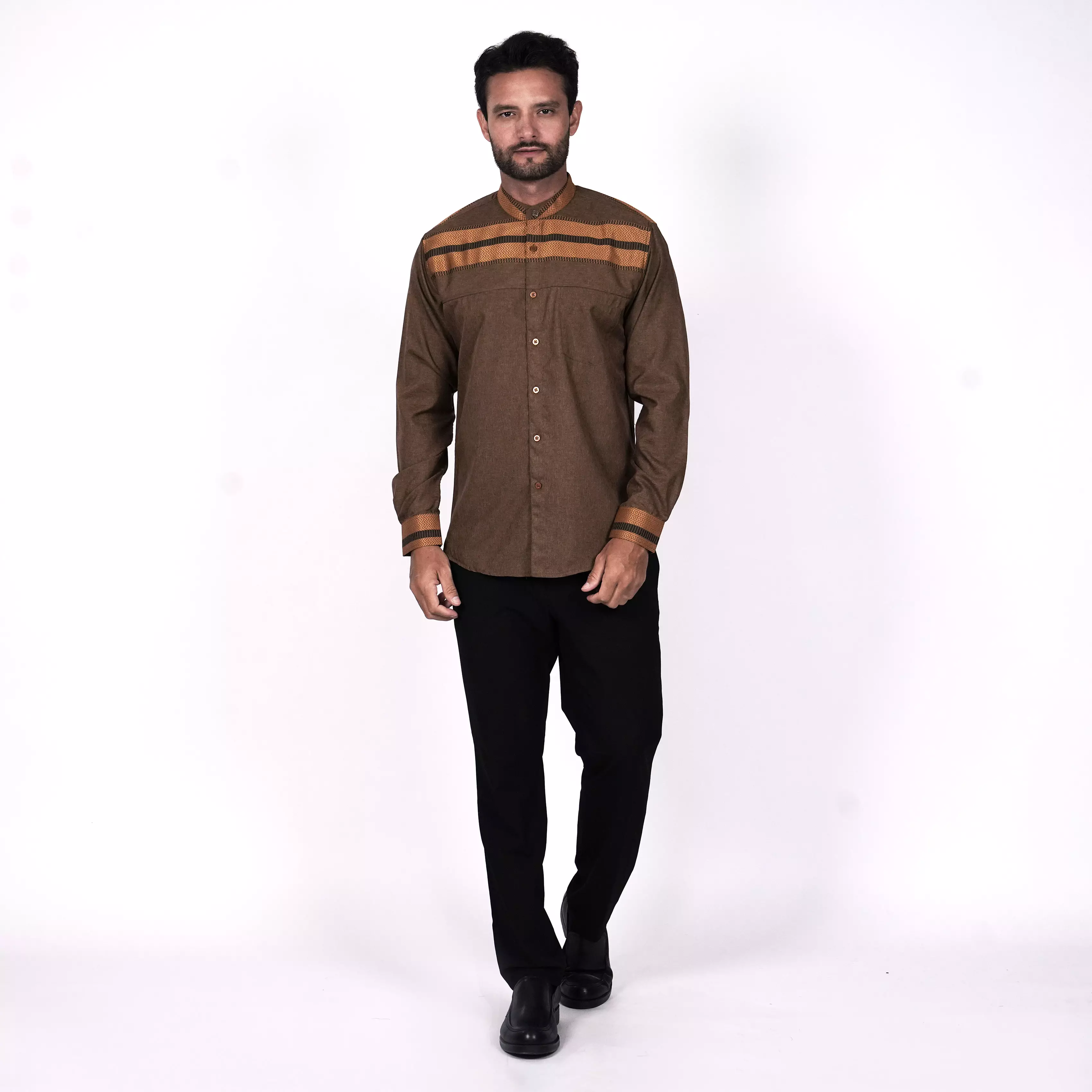 Casella Baju Koko Pria Lengan Panjang Horizontal Design | Koko Lengan Panjang Hadid 9025 Ginger