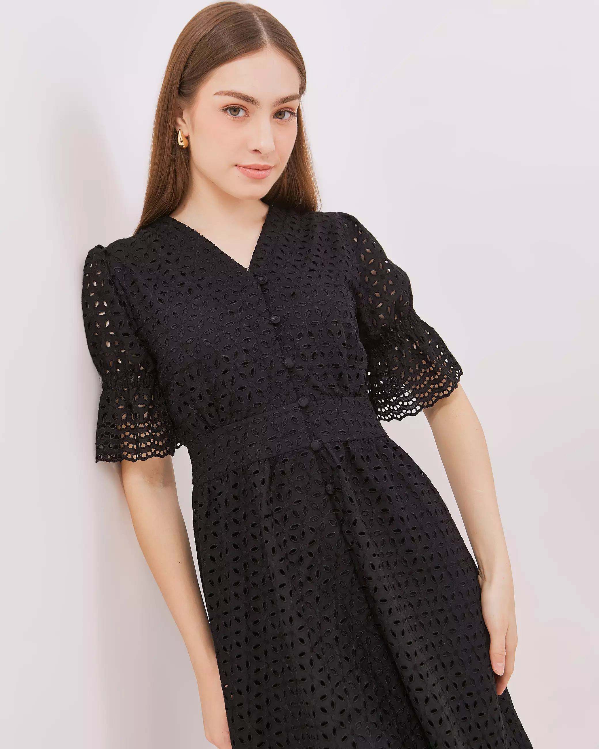 Urban Exchange Talia Black Mini Dress - Gaun Mini Dress Katun Warna Hitam Warna Black