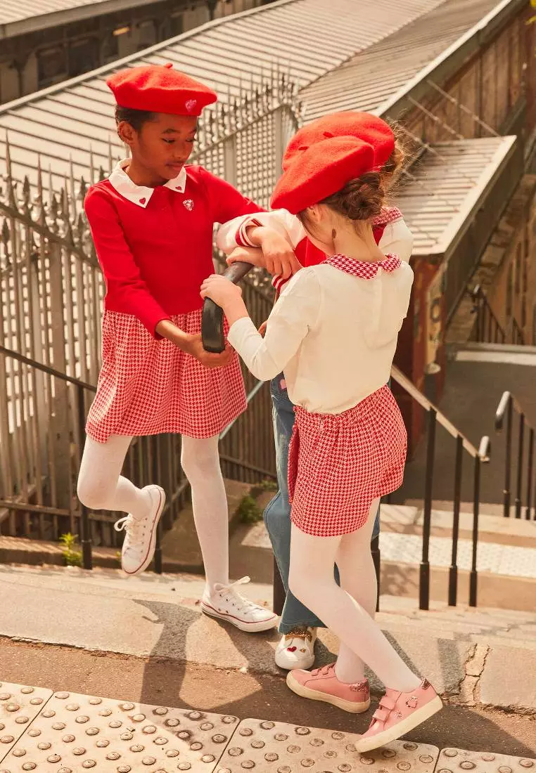 Houndstooth printed skort