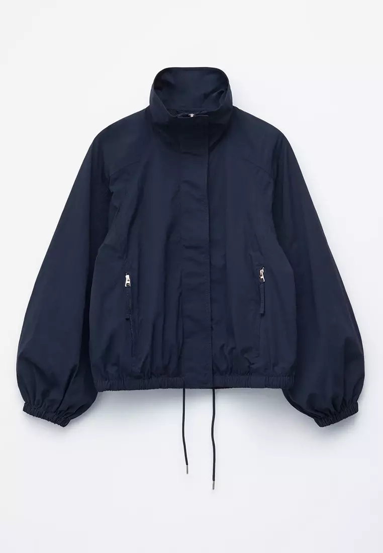 Stand-Collar Drawstring Jacket