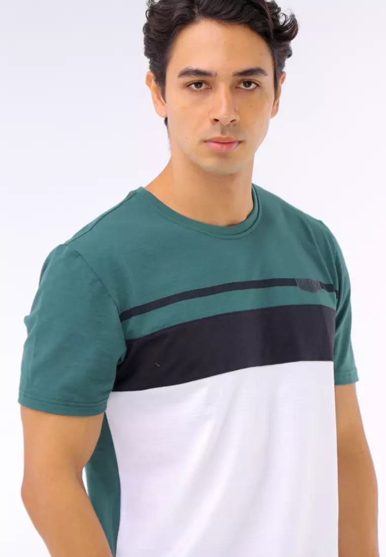 Round Neck Streaky Short Sleeves