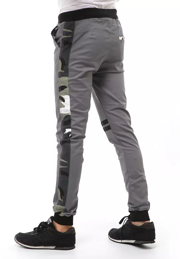 Locko Long Pants Celana Jogger Pria Long Side List Army Material Cotton Twill ORIGINAL - Gray