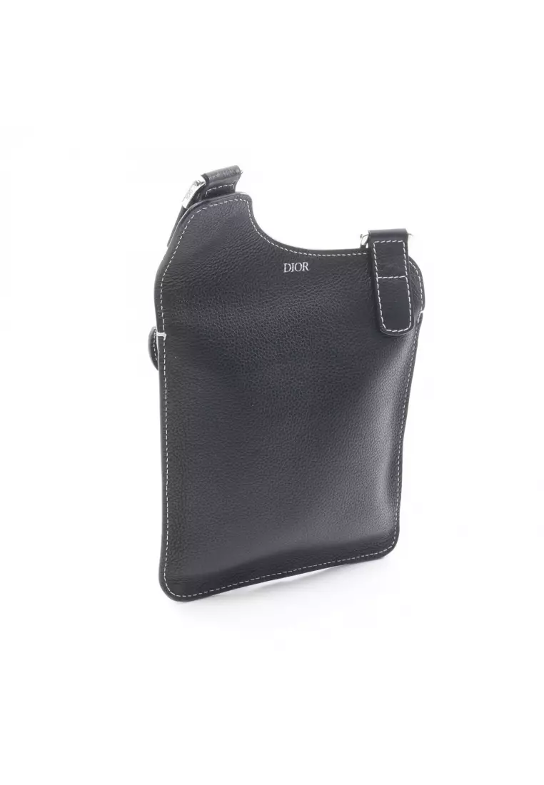 Pre-Loved Christian Dior saddle Shoulder bag leather black