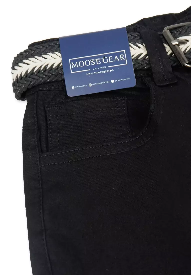 Boys Gartered Twill Long Pants with Braided Belt