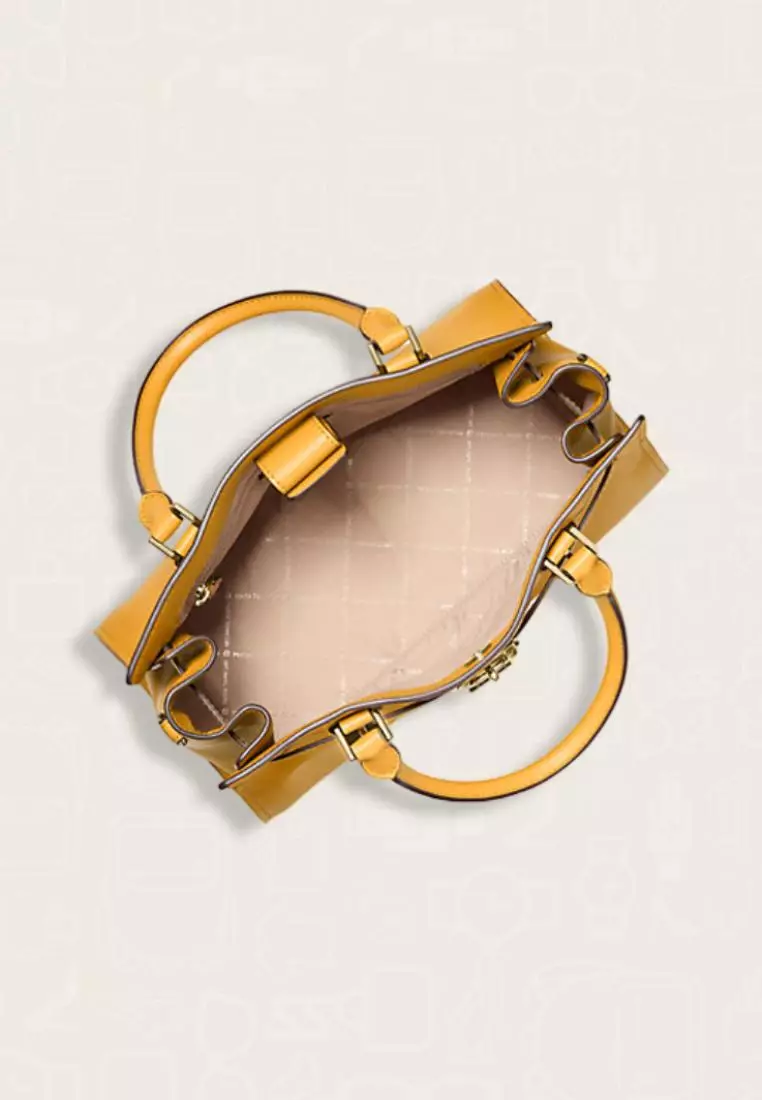 Michael Kors Hamilton Medium Leather Satchel Golden Rod