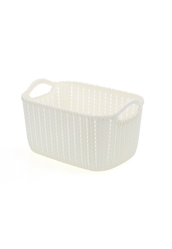 HOUZE white HOUZE - Braided Storage Basket with Handle (Small: 23.5x16.5x13.5cm) 69C8AHLB39ED77GS_1