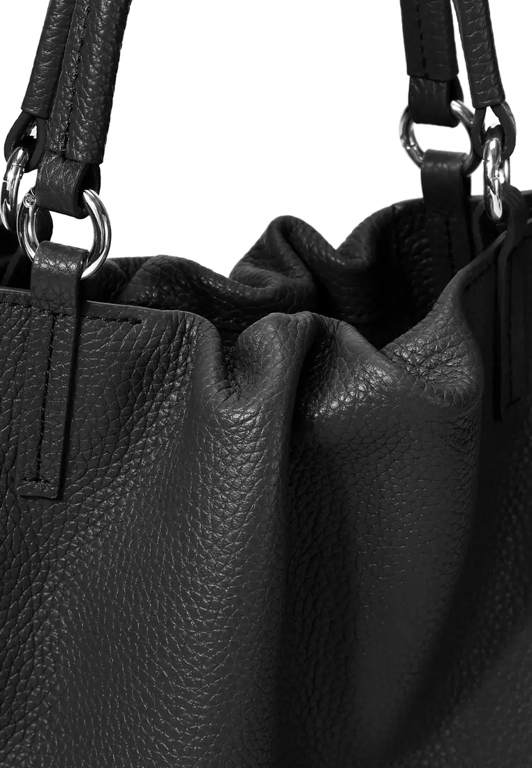 GEORGIANA Small Ruched Shoulder Bag - Black