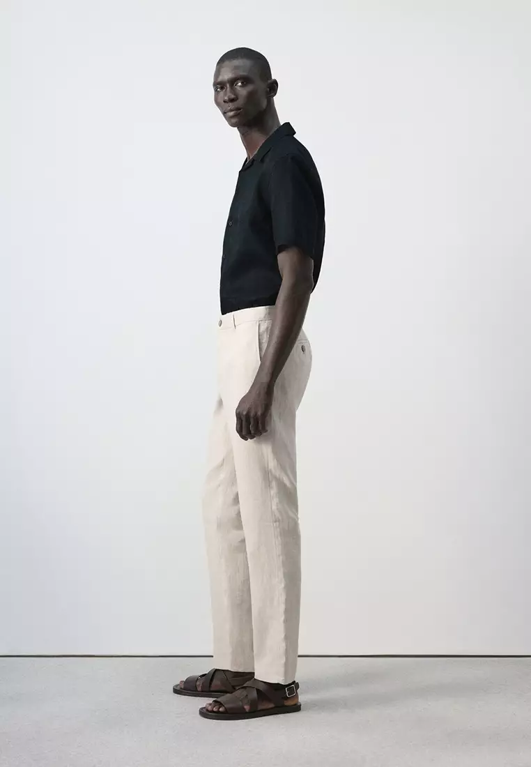 Slim-Fit 100% Linen Trousers