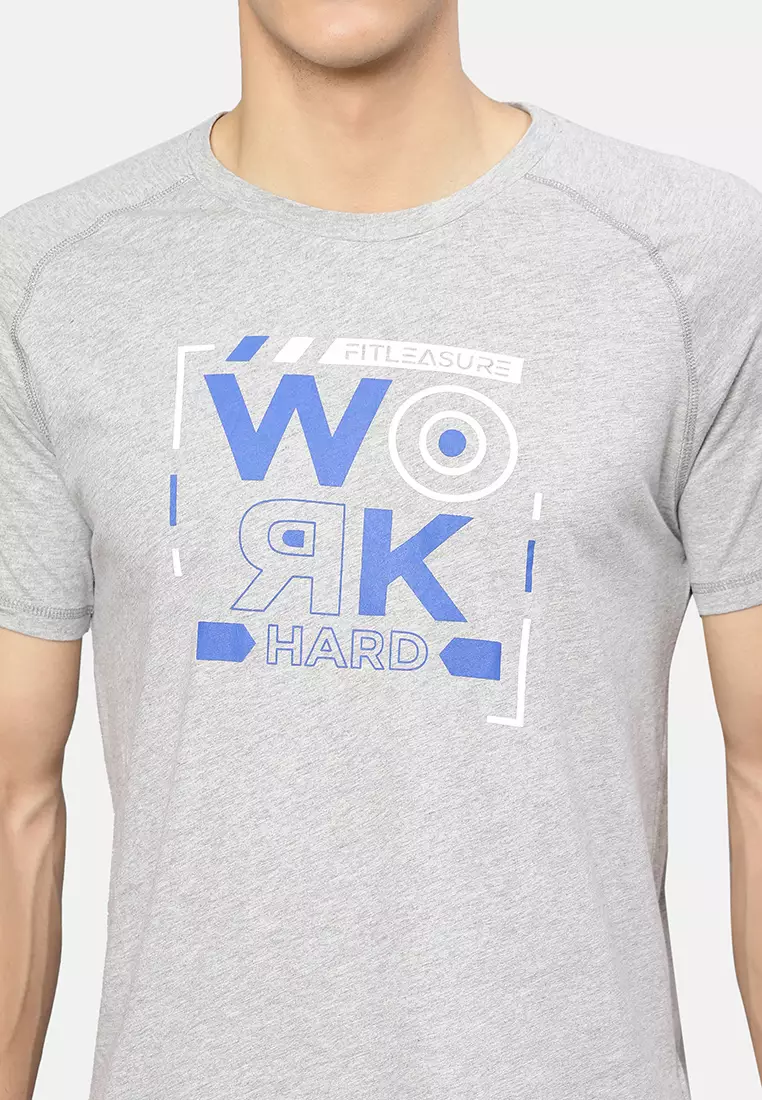 Men's Grey Workhard Graphic Training Tee