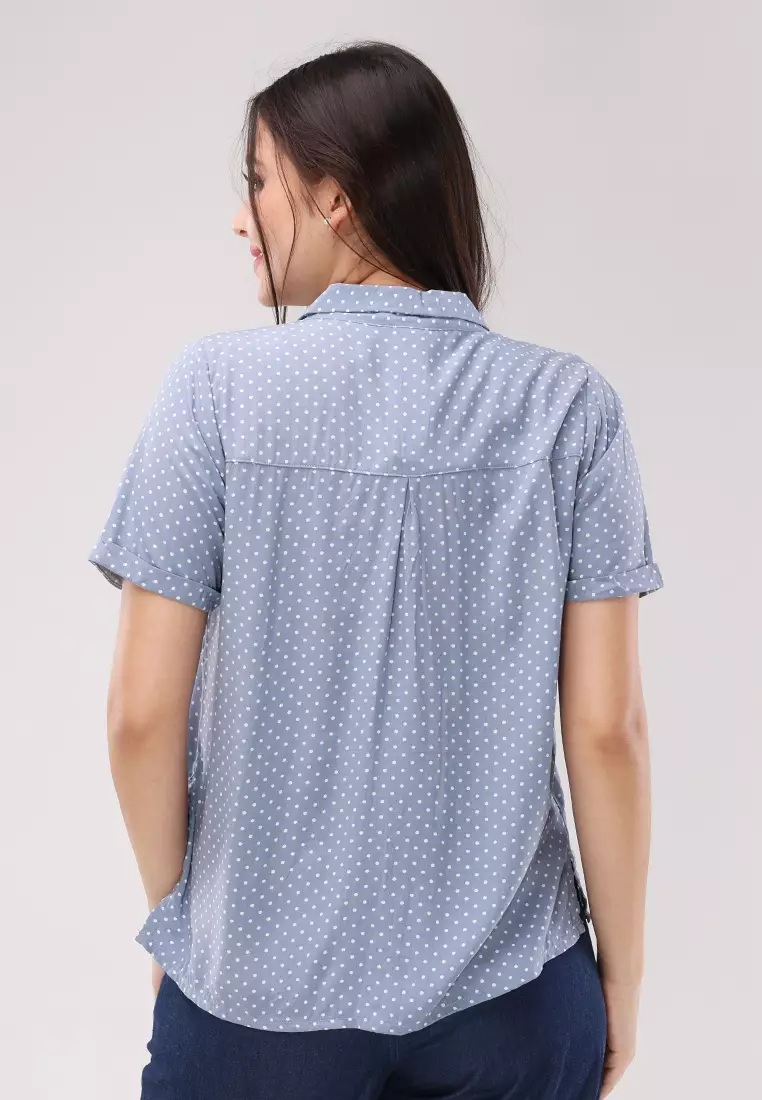 Woven Printed Rayon Short Sleeves Blouse