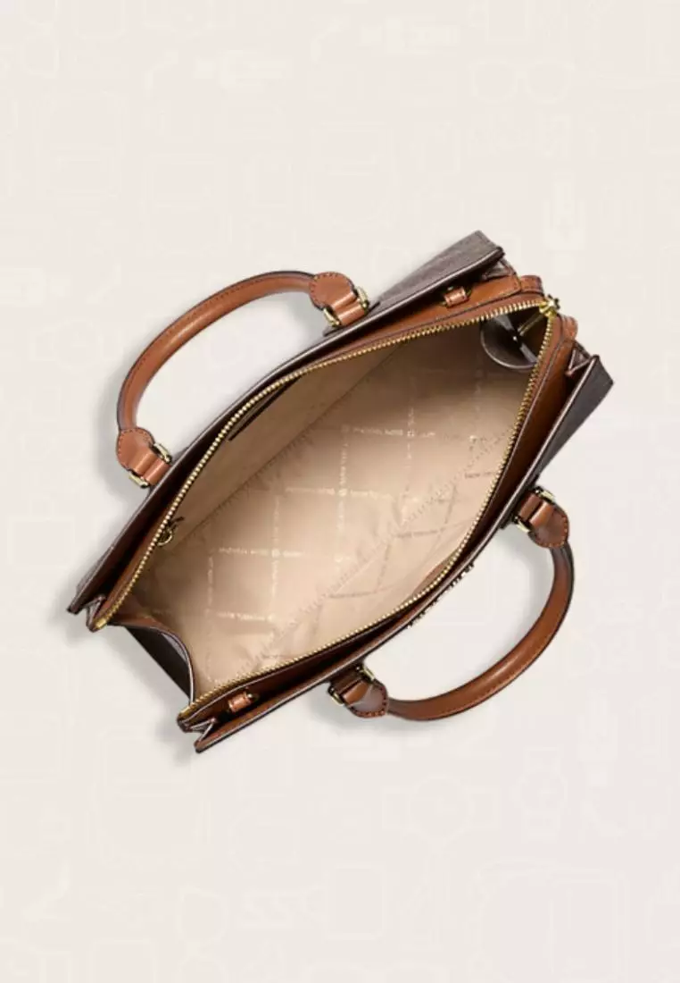 Michael Kors Sheila Medium Logo Satchel Brown