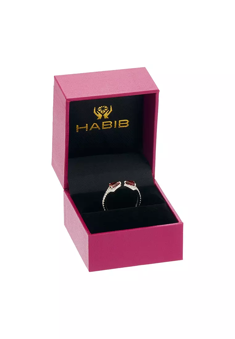 HABIB Pear Red Spinnel and Diamond Ring in 750/18K White Gold LE4989941024-SPIN