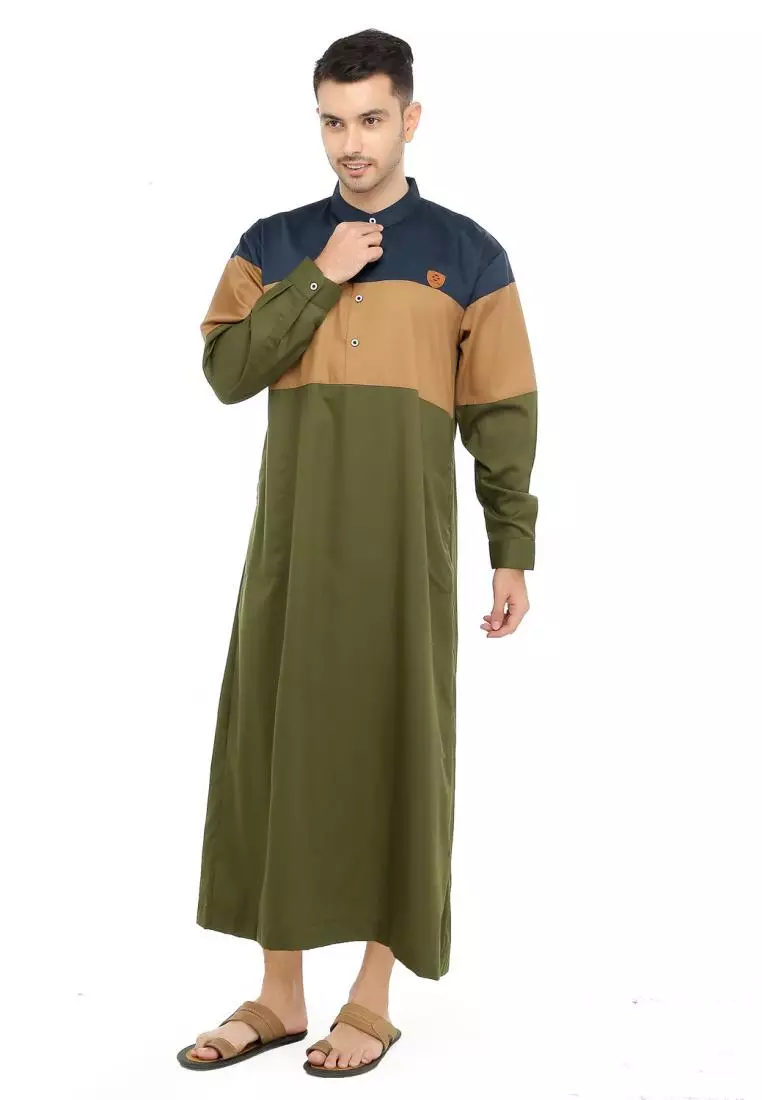 Jubah Gamis Muslim Pria Arsyad - Hijau Army