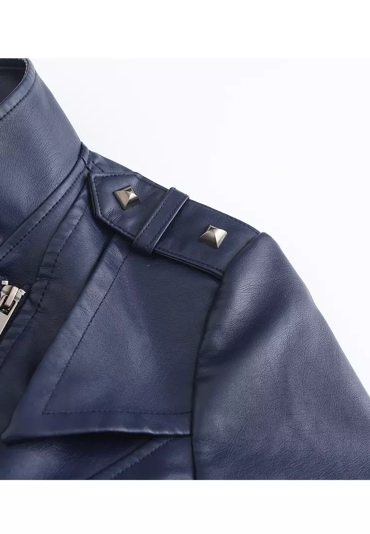 Cropped Faux Leather Jacket AD-D25